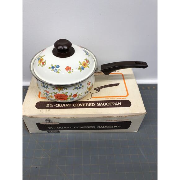 Vintage Summer Garden By Excel 2 1/2 Qt Sauce Pan w/ lid Flowers Original Box - Picture 3 of 9